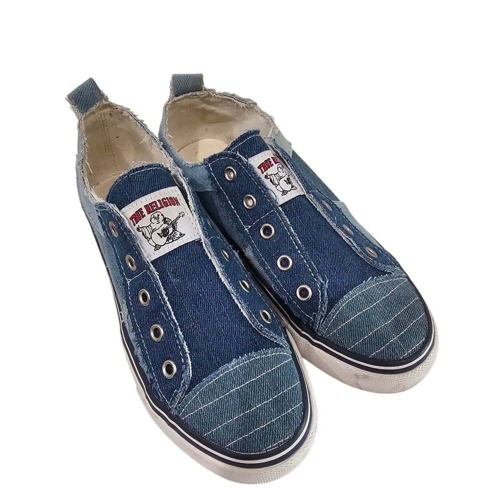 True Religion Blue and White Sneakers Casual Denim Style